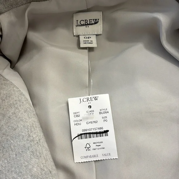 NWT J. Crew Petite Wool Blend button-neck city coat light gray BU264 - Picture 6 of 9